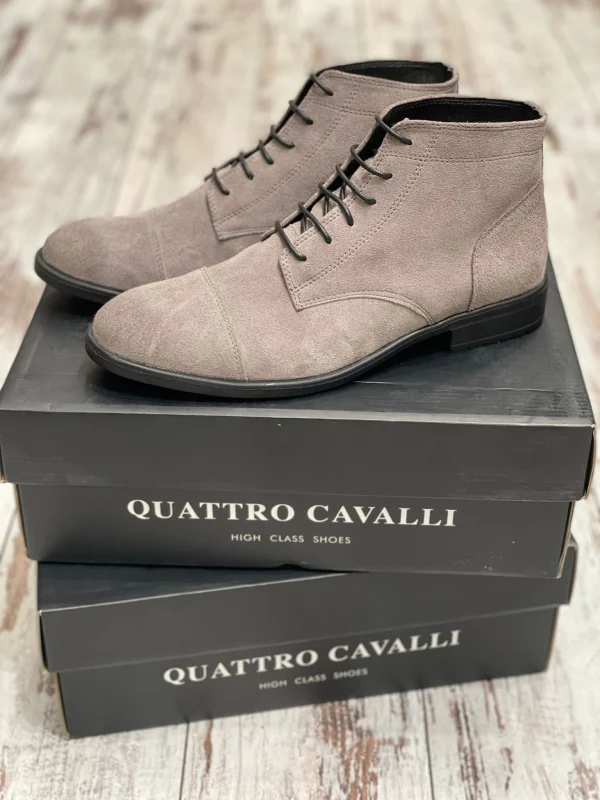 ⁦מגף עור Quattro Cavalli בצבע אפור⁩ – תמונה ⁦3⁩