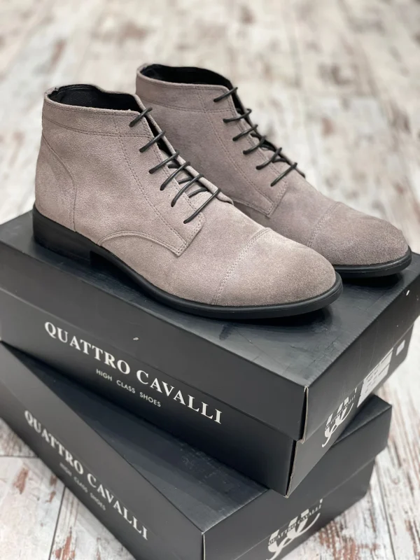 מגף עור Quattro Cavalli בצבע אפור